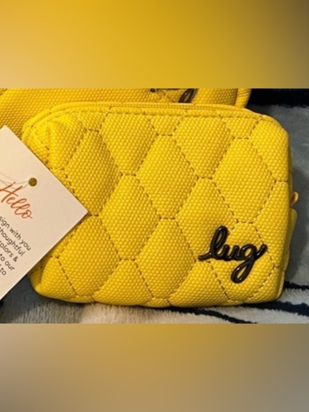 lug Choo Choo Mini Matte Luxe in Banana Yellow pill box NWT